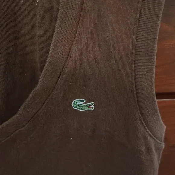 Lacoste Chocolate Brown V Neck Sleeveless tank top Size 40 - Picture 2 of 3